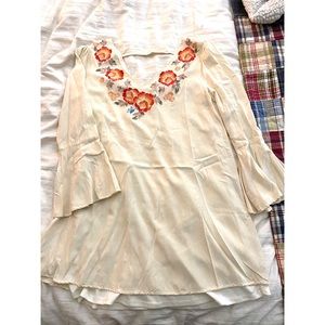 Bell Sleeve Flowy V-Neck Dress